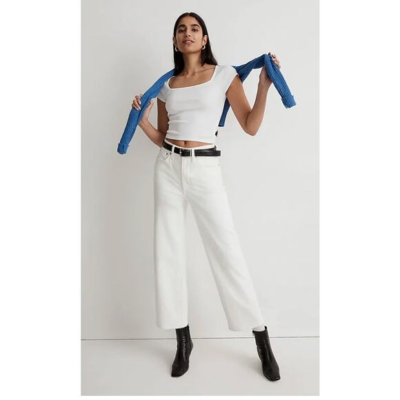 Madewell Denim - NEW Madewell The Tall Perfect Vintage Wide-Leg Crop Jean White Women's 29  NE085